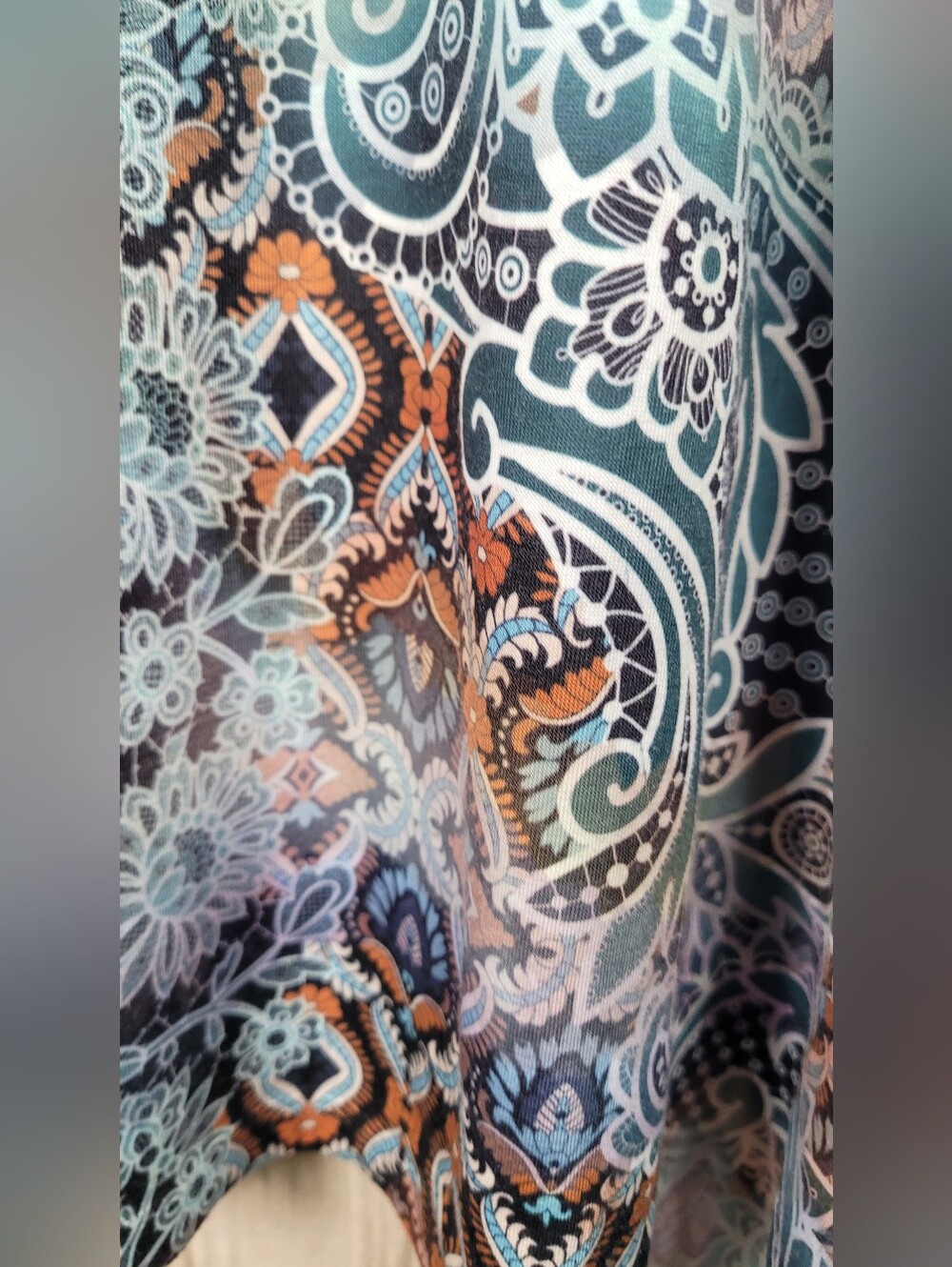 One World Live And Let Live Women's Pastel Paisley Scoop Neck Tunic Boho Y2K - Picture 15 of 16